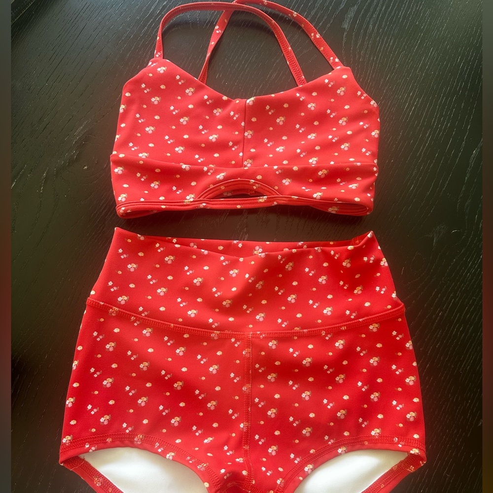 Peach Floral Two-Piece Activewear Set